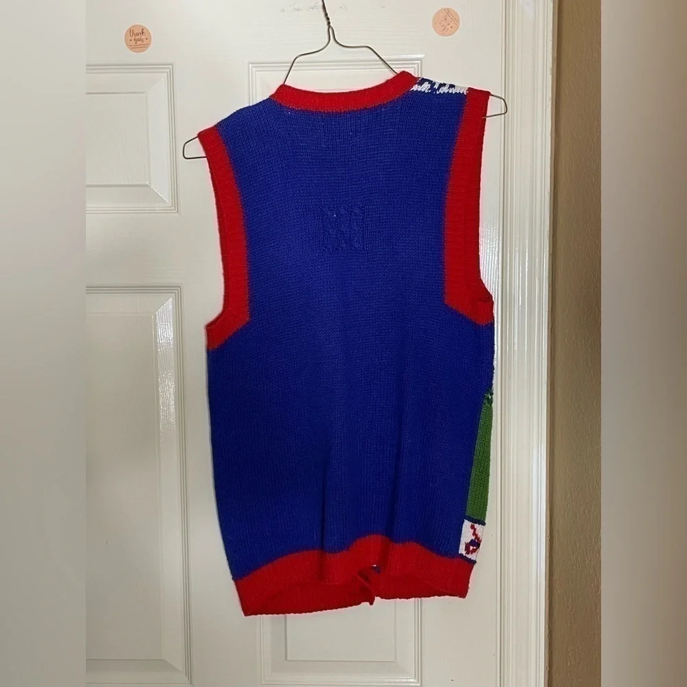 Marisa Christina Colorful Golf Knit Pullover Sleeveless Womens L Vintage Sweater - Picture 5 of 11